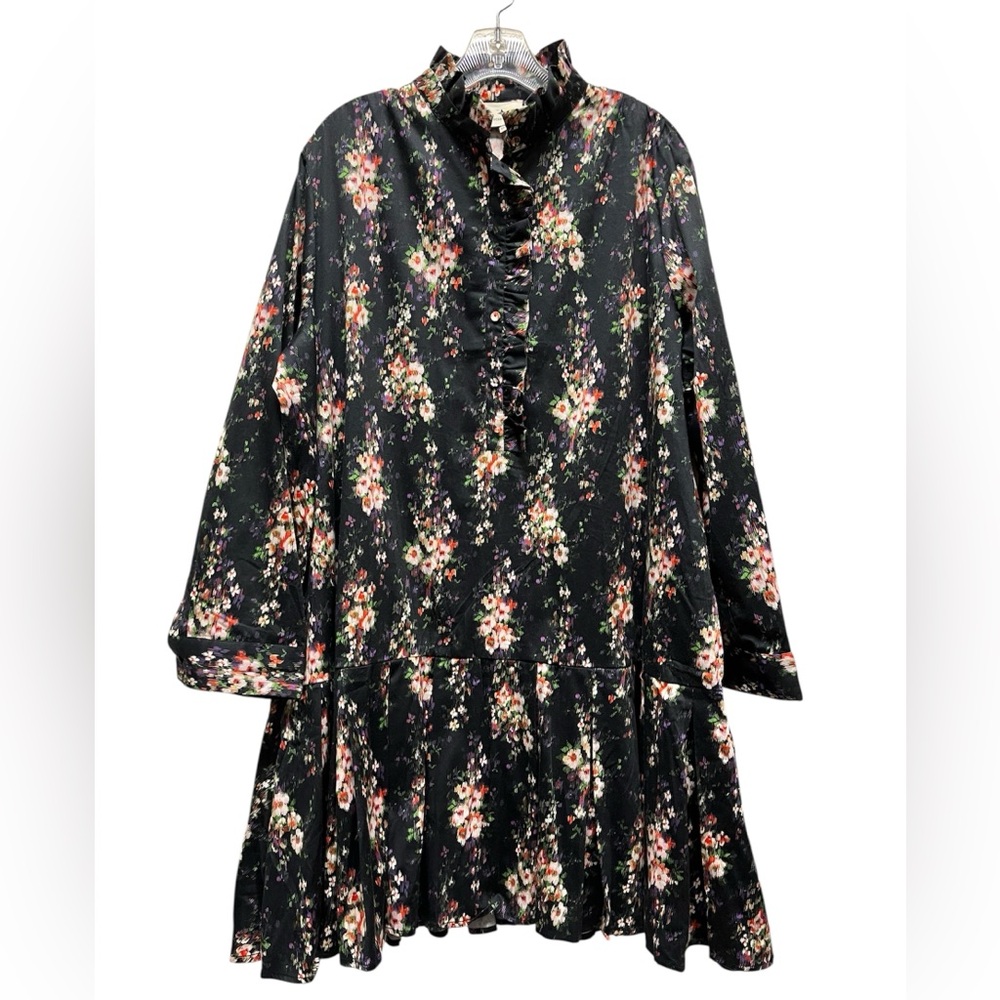 Tuckernuck Tate Dress Onyx Falling Flowers Bouquet Floral Ruffle Pleated Hem 3XL - Picture 3 of 11